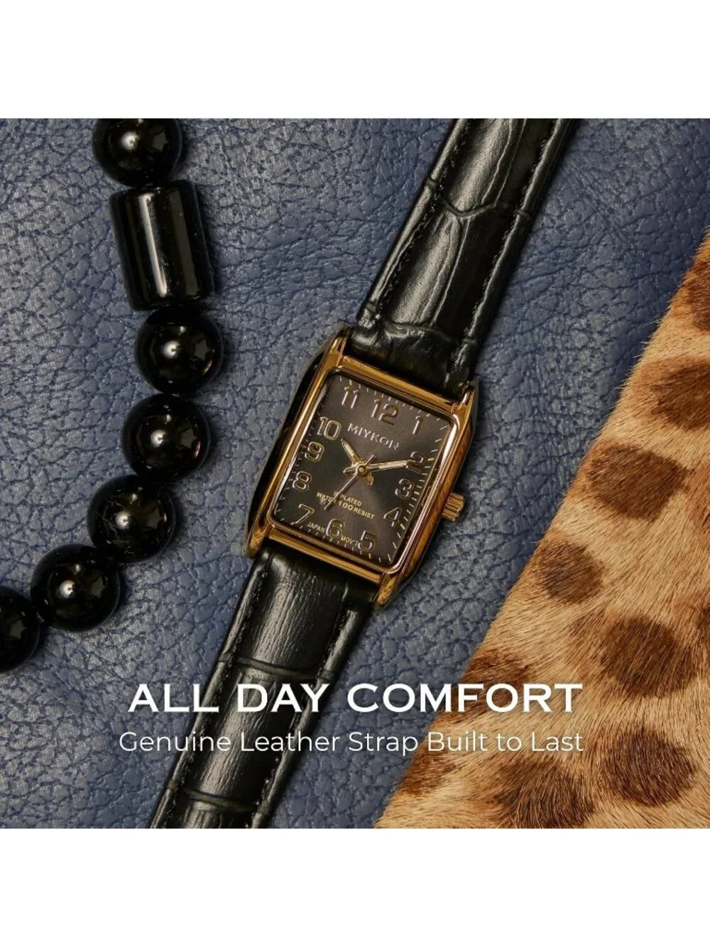 Women's Arabic Gold Case Black Dial Dainty Vintage Tank Classic Square Watches